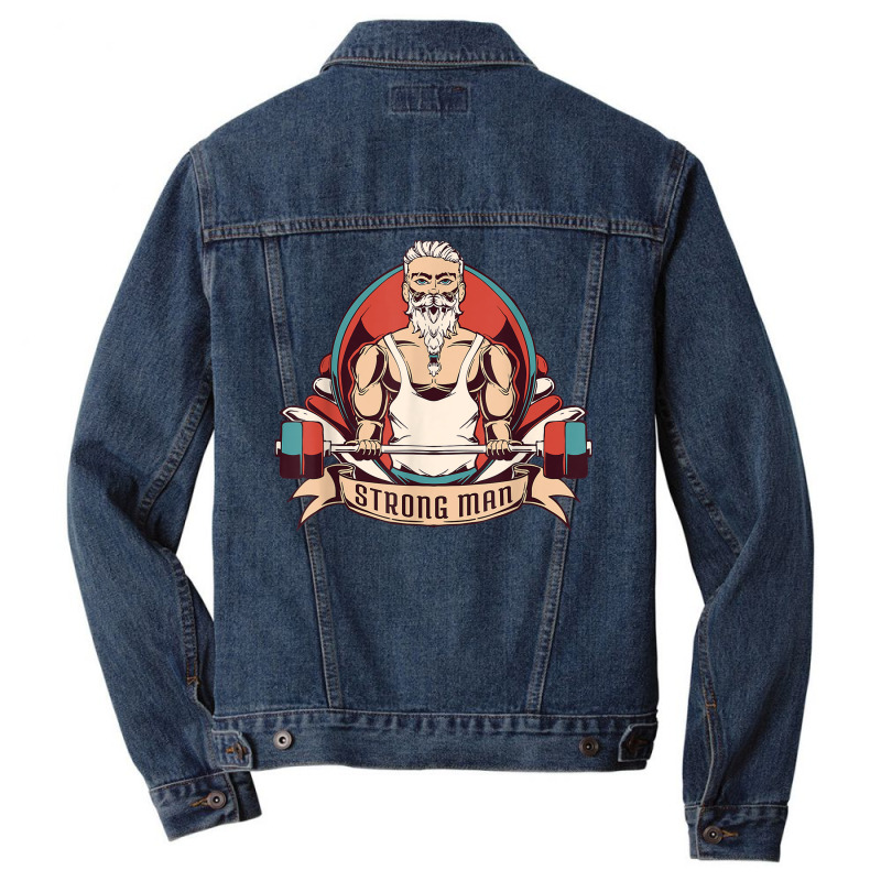 Starker Mann Grandpa Workout Gym Gifts Training Muscle Building Men Denim Jacket by Fashlaza | Artistshot