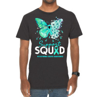 Support Squad Butterfly Teal Ribbon Myasthenia Gravis Vintage T-shirt | Artistshot