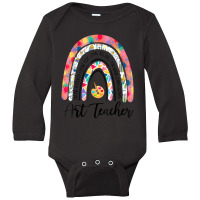 Art Teacher Boho Rainbow Caring Dedicated Loving Vintage Long Sleeve Baby Bodysuit | Artistshot