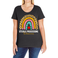 Sterile Processing Technician Leopard Rainbow Healthcare Ladies Curvy T-shirt | Artistshot