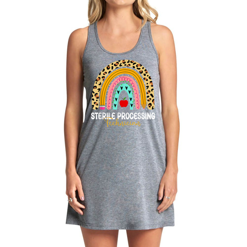 Sterile Processing Technician Leopard Rainbow Healthcare Tank Dress by Fashlaza | Artistshot