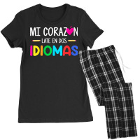 Womens Mi Corazon Late En Dos Idiomas, Bilingual Spanish Teacher V Nec Women's Pajamas Set | Artistshot