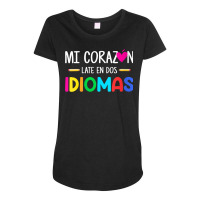 Womens Mi Corazon Late En Dos Idiomas, Bilingual Spanish Teacher V Nec Maternity Scoop Neck T-shirt | Artistshot