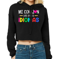 Womens Mi Corazon Late En Dos Idiomas, Bilingual Spanish Teacher V Nec Cropped Hoodie | Artistshot