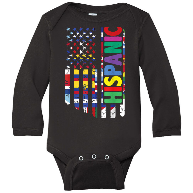 Usa And Latin American Countries Flag Hispanic Heritage T Shirt Long Sleeve Baby Bodysuit by cm-arts | Artistshot