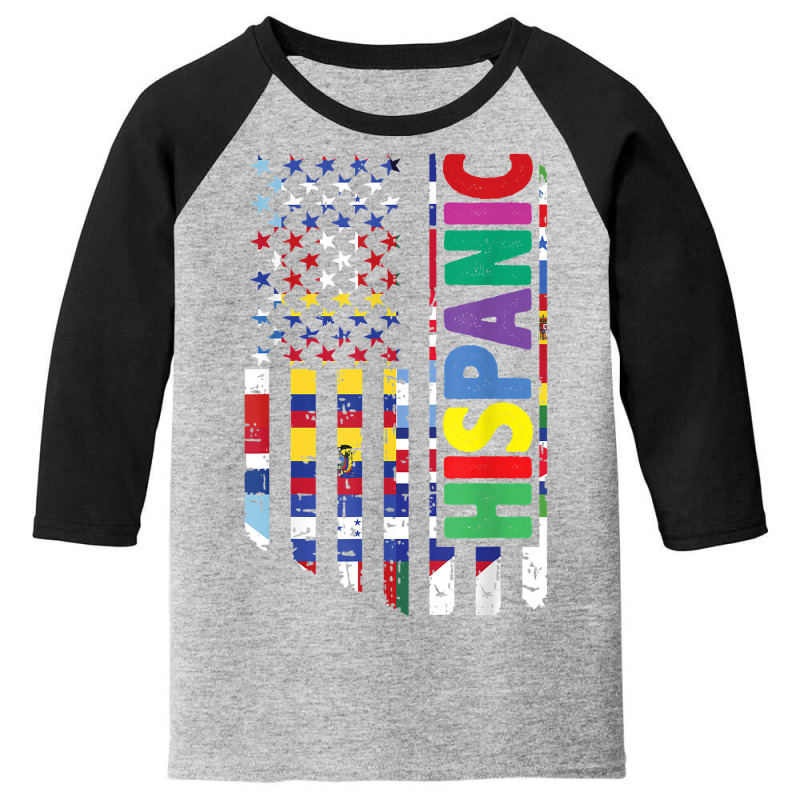 Usa And Latin American Countries Flag Hispanic Heritage T Shirt Youth 3/4 Sleeve by cm-arts | Artistshot