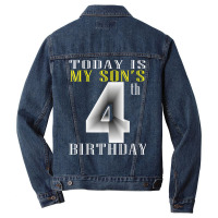 Today Is My Son's 4th Birthday Party 4 Years Old Party Gift Men Denim Jacket | Artistshot