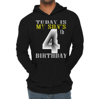 Today Is My Son's 4th Birthday Party 4 Years Old Party Gift Lightweight Hoodie | Artistshot