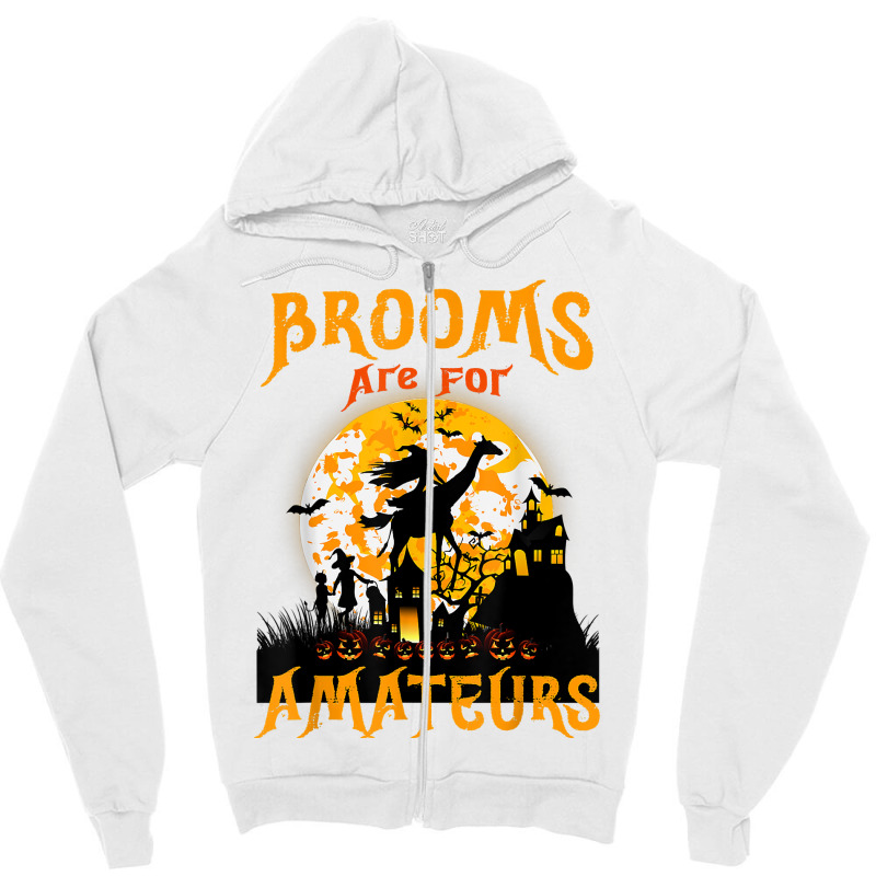 Funny Brooms Are For Amateurs Witch Riding Giraffe Halloween T Shirt Zipper Hoodie by cm-arts | Artistshot