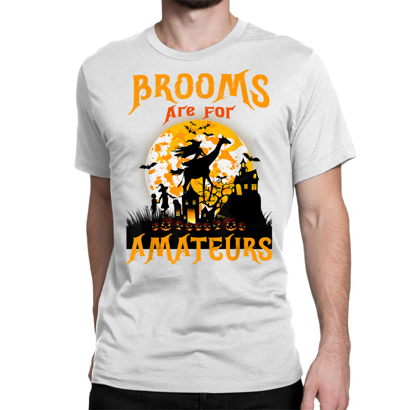 Funny Brooms Are For Amateurs Witch Riding Giraffe Halloween T Shirt Classic T-shirt by cm-arts | Artistshot