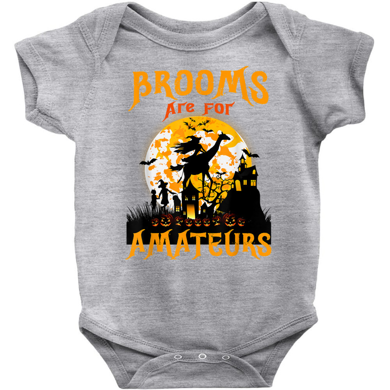 Funny Brooms Are For Amateurs Witch Riding Giraffe Halloween T Shirt Baby Bodysuit by cm-arts | Artistshot