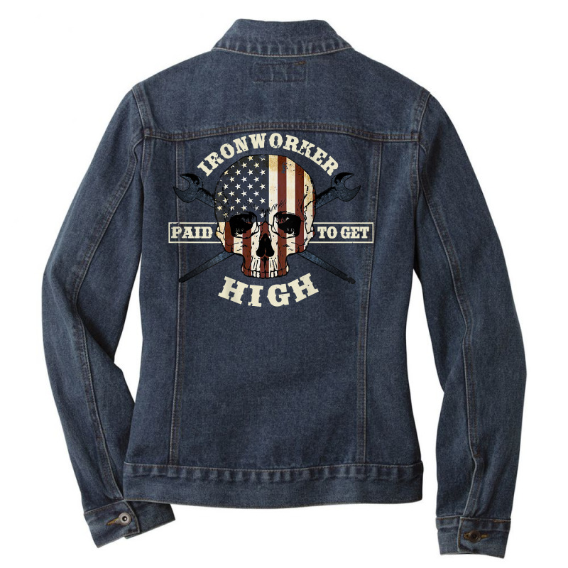 Ironworker Shirts Union Gift Design On Back Of Clothing T Shirt Ladies Denim Jacket by cm-arts | Artistshot