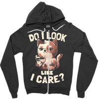 Do I Look Like I Care - Lazy Cute Coffee Cat Gift Zipper Hoodie | Artistshot