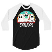 Boo Boo Crew Funny Nurse Halloween Ghost Costume Rn Vintage 3/4 Sleeve Shirt | Artistshot