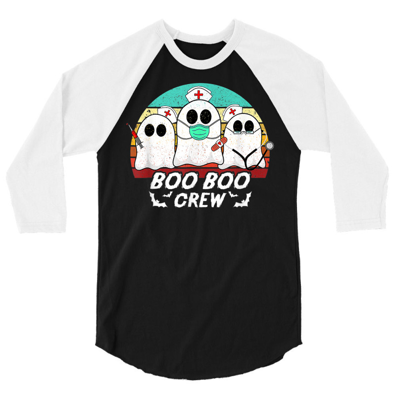 Boo Boo Crew Funny Nurse Halloween Ghost Costume Rn Vintage 3/4 Sleeve Shirt by Sapphire | Artistshot