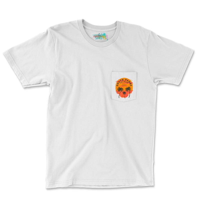 South Padre Island Texas Palm Trees Sunset Skull Beach T Shirt Pocket T-Shirt by cm-arts | Artistshot