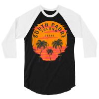 South Padre Island Texas Palm Trees Sunset Skull Beach T Shirt 3/4 Sleeve Shirt | Artistshot