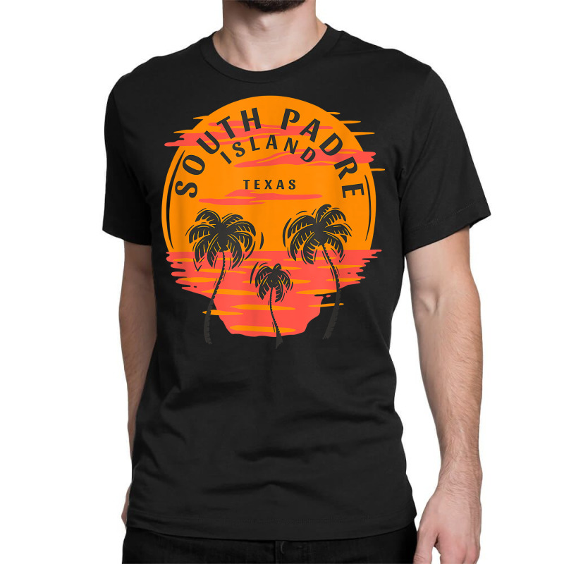 South Padre Island Texas Palm Trees Sunset Skull Beach T Shirt Classic T-shirt by cm-arts | Artistshot