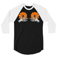 Tweaking Nipples Pumpkin Skeleton Hands Halloween Costume T Shirt 3/4 Sleeve Shirt | Artistshot