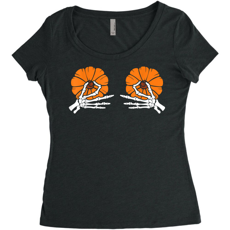 Tweaking Nipples Pumpkin Skeleton Hands Halloween Costume T Shirt Women's Triblend Scoop T-shirt by cm-arts | Artistshot