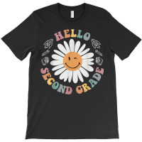 Hello Second 2nd Grade Smile Teacher Flower Groovy T-shirt | Artistshot