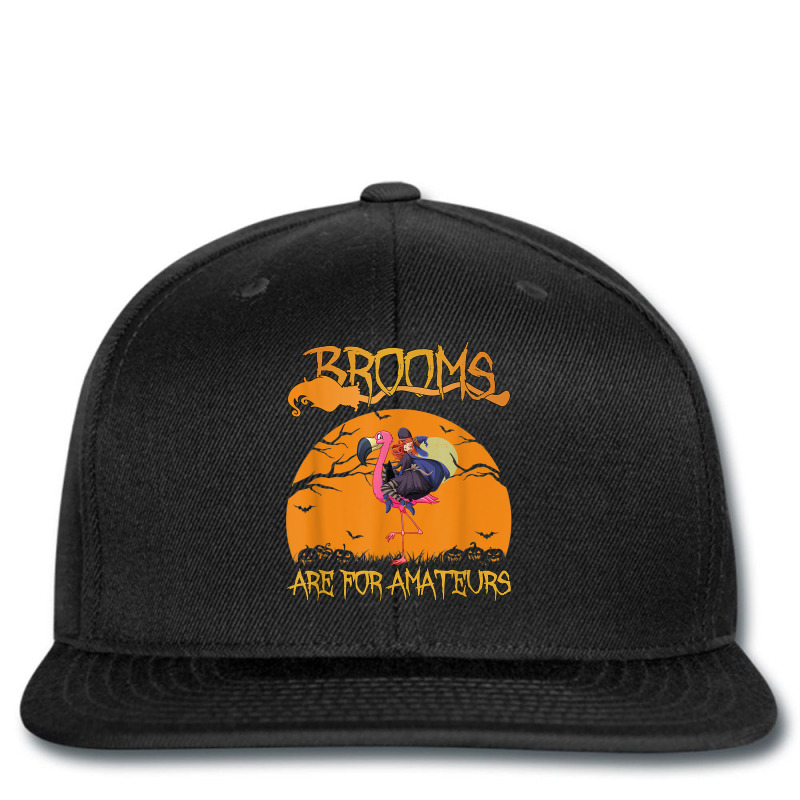 Brooms Are For Amateurs Halloween Witch Riding Flamingo Printed hat by Fashology | Artistshot