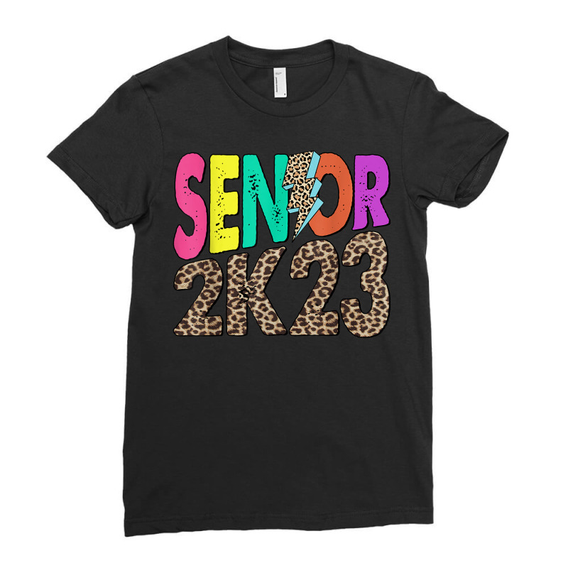 Senior 2k23 Leopard Lightning Bolt Class Of 2023 Graduation Ladies Fitted T-Shirt by Fashlia | Artistshot