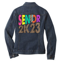 Senior 2k23 Leopard Lightning Bolt Class Of 2023 Graduation Ladies Denim Jacket | Artistshot