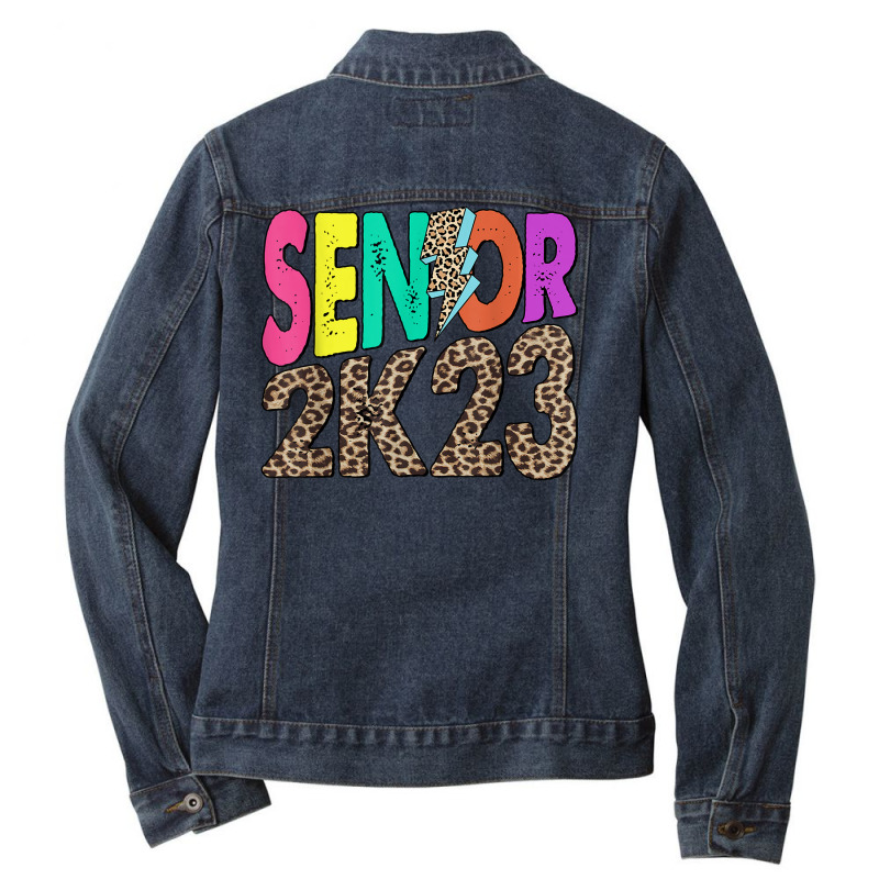 Senior 2k23 Leopard Lightning Bolt Class Of 2023 Graduation Ladies Denim Jacket by Fashlia | Artistshot