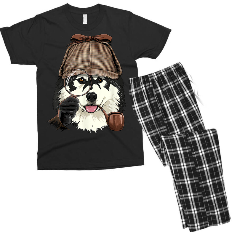 Detective Alaskan Malamute Spy Investigator Husky Dog Lover Men's T-shirt Pajama Set | Artistshot