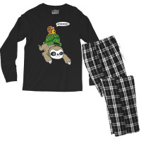 Sloth Turtle Snail Piggyback T Animal Running Wild Men's Long Sleeve Pajama Set | Artistshot