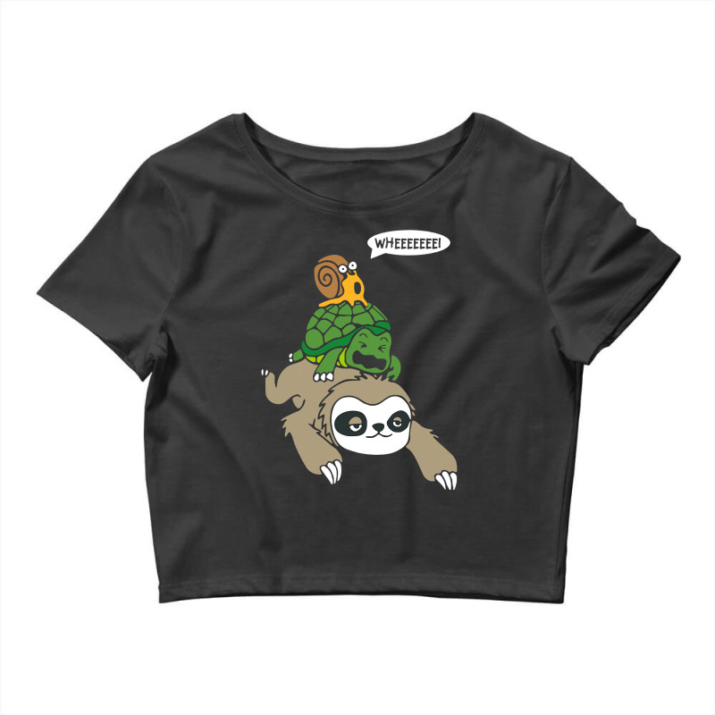 Sloth Turtle Snail Piggyback T Animal Running Wild Crop Top by VictorCruz | Artistshot