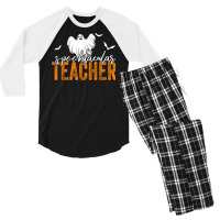 Spooktacular Teacher Spooky Ghost Teacher Halloween Women Men's 3/4 Sleeve Pajama Set | Artistshot