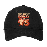 Kids This Little Monkey Is 5 Monkey Ape Animale 5th Birthday Adjustable Cap | Artistshot