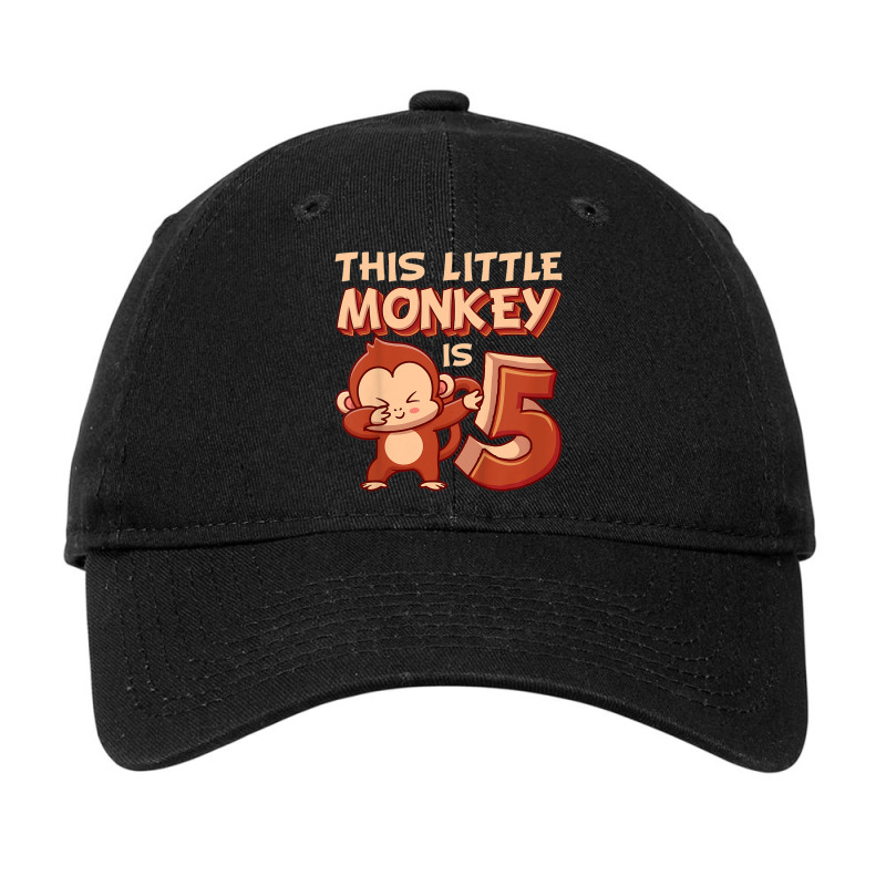 Kids This Little Monkey Is 5 Monkey Ape Animale 5th Birthday Adjustable Cap by Carnations | Artistshot