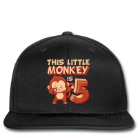 Kids This Little Monkey Is 5 Monkey Ape Animale 5th Birthday Printed Hat | Artistshot