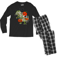 Halloween Jack O Lantern Riding Mummy Dinosaur Toddler Boys Men's Long Sleeve Pajama Set | Artistshot