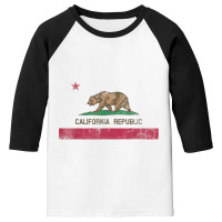 California Republic Flag State Vintage Fade Youth 3/4 Sleeve | Artistshot