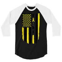 Fight Cancer Flag Childhood Awareness America Flag 3/4 Sleeve Shirt | Artistshot