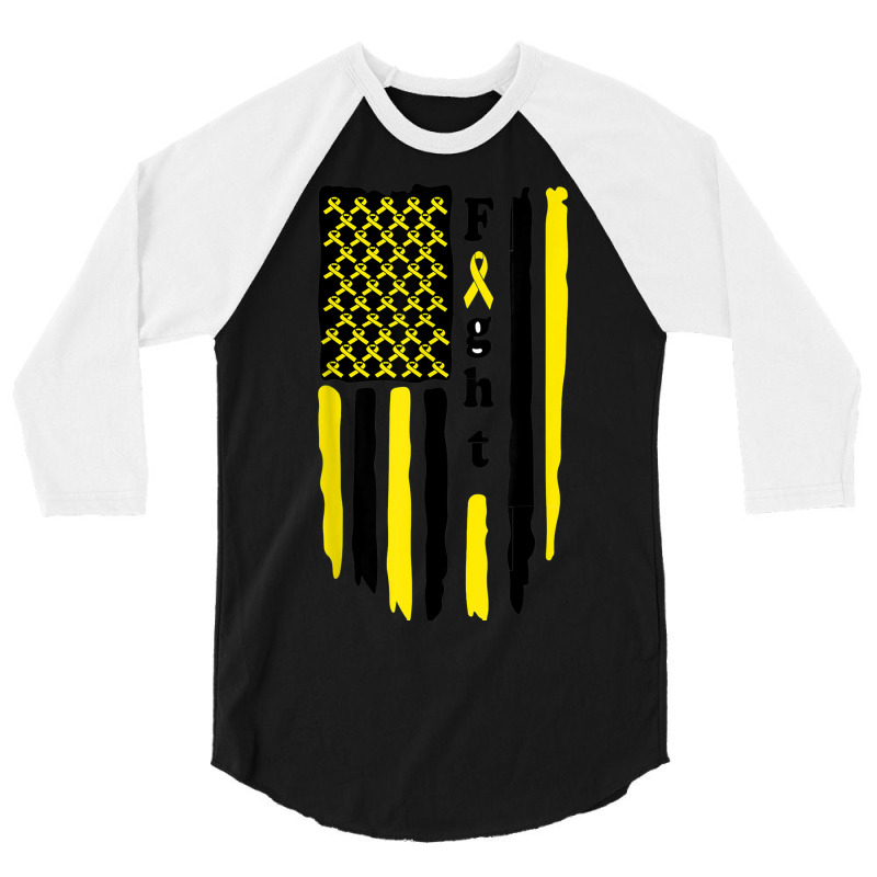 Fight Cancer Flag Childhood Awareness America Flag 3/4 Sleeve Shirt | Artistshot