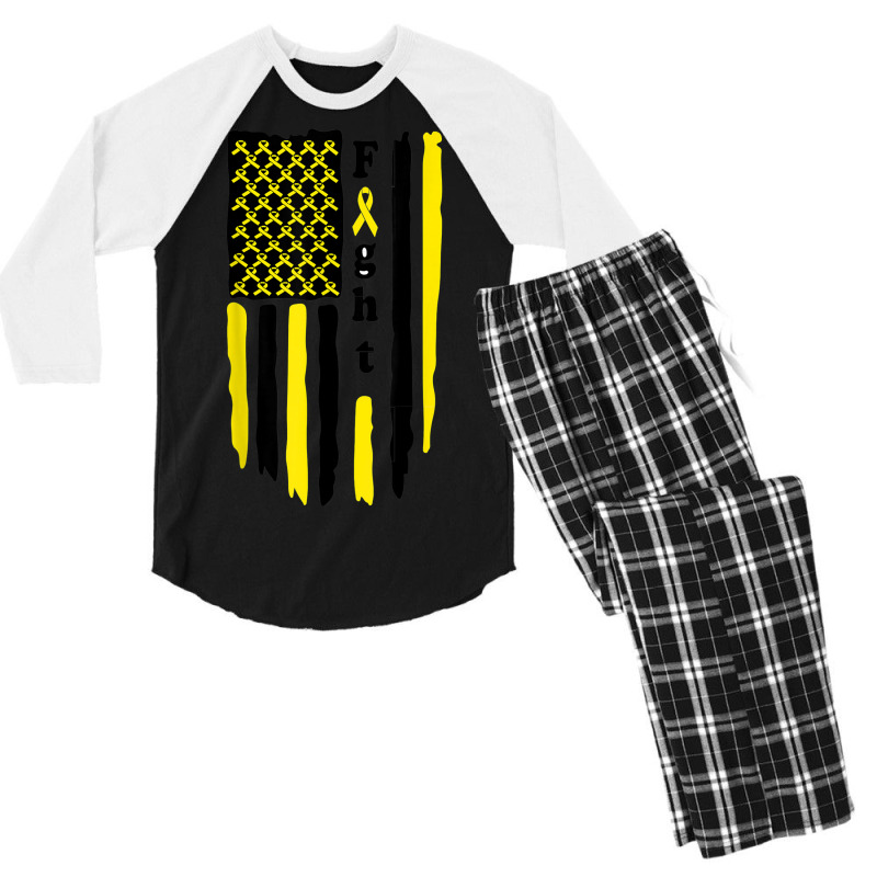 Fight Cancer Flag Childhood Awareness America Flag Men's 3/4 Sleeve Pajama Set | Artistshot