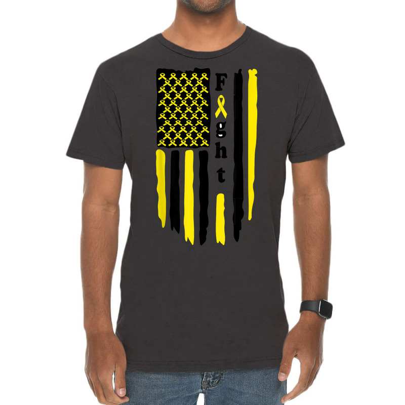 Fight Cancer Flag Childhood Awareness America Flag Vintage T-shirt | Artistshot