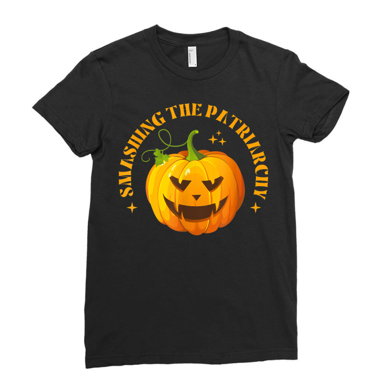 Smashing The Patriarchy Pumpkin Halloween With Feminism Ladies Fitted T-Shirt by Fashonus | Artistshot