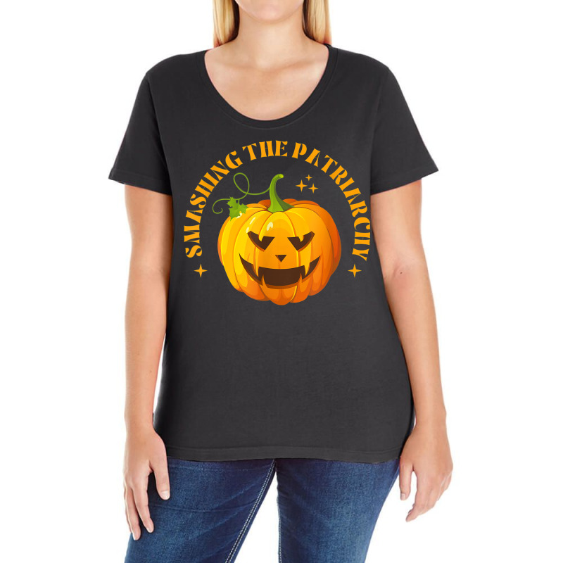 Smashing The Patriarchy Pumpkin Halloween With Feminism Ladies Curvy T-Shirt by Fashonus | Artistshot