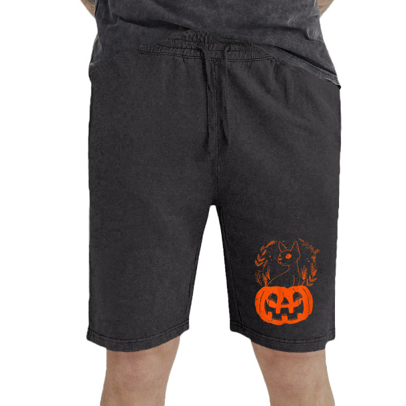 Halloween Pumpkin With Cat Halloween Party Vintage Short | Artistshot