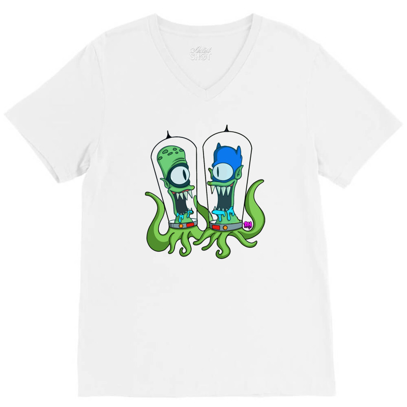 Kang Man And Kodos Sidekick V-Neck Tee by okviani | Artistshot