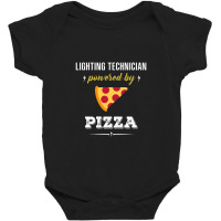 Lighting Technician Powered By Pizza Funny Gift Baby Bodysuit | Artistshot