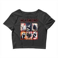 Ads Cat Nightmeows Campy 80's Horror Cats Horror Halloween Crop Top | Artistshot