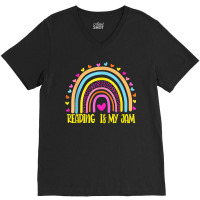 Read Teacher Rainbow Leopard Reading Is My Jam V-neck Tee | Artistshot