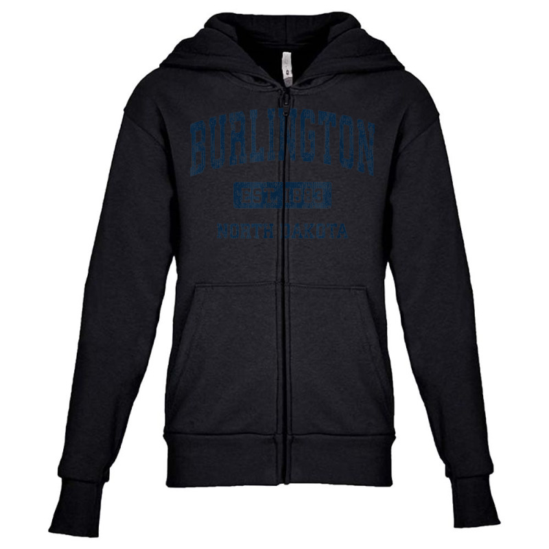 Burlington North Dakota Nd Vintage Athletic Sports Design Youth Zipper Hoodie | Artistshot